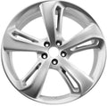 A silver metallic car wheel rim with a multi-spoke design, shown against a plain white background.