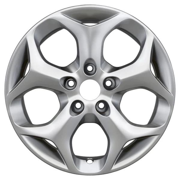 Silver car wheel rim on a white background