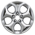 Silver car wheel rim on a white background