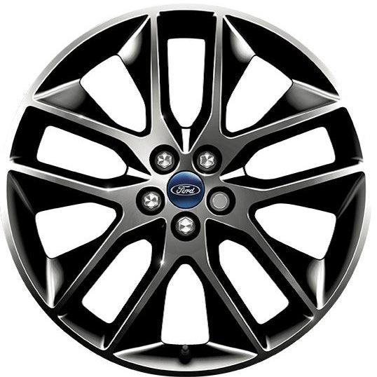 Car wheel rim with Ford logo on a white background
